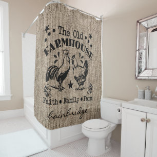 Rustic The Old  Farmhouse Personalized Shower Curtain