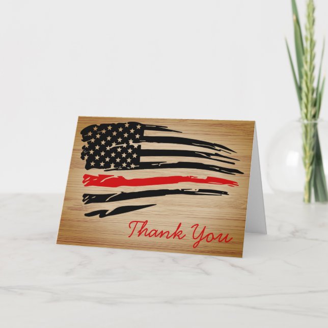 Rustic Thin Red Line Fire Department Firefighter Card (Front)