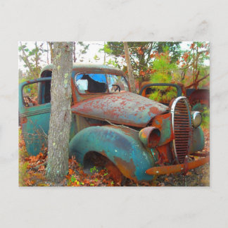 Rustic Thirties Junk Yard Pick Up Truck Postcard