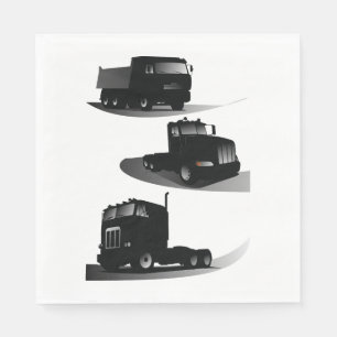 Rustic Three Black Trucks Vintage Truck Design Napkin