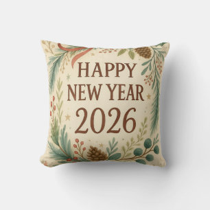 rustic throw pillow for happy new year 2026