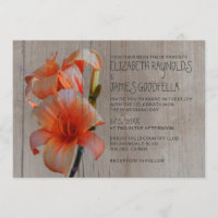 Rustic Tiger Lilies Wedding Invitations