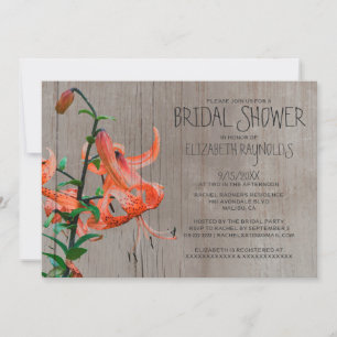 Rustic Tiger Lily Bridal Shower Invitations