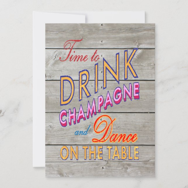 Rustic Time to Drink Champagne Corporate Invite (Front)