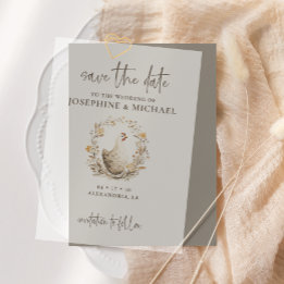 Rustic Timeless Farm Chicken Save the Date Vellum Invitations