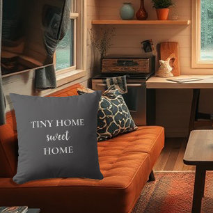 Rustic tiny home sweet home script cushion