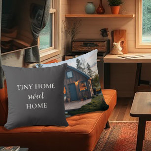 Rustic tiny home sweet home script photo cushion