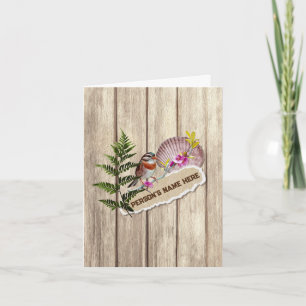 Rustic Torn Paper Wood Oil Paint Personalise Name Card