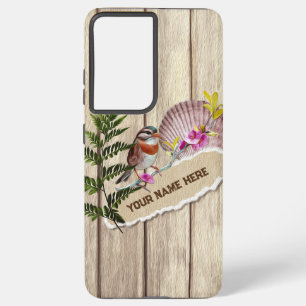 Rustic Torn Paper Wood Oil Paint Personalise Name Samsung Galaxy Case