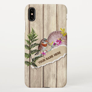 Rustic Torn Paper Wood Oil Paint Personalize Name iPhone XS Max Case