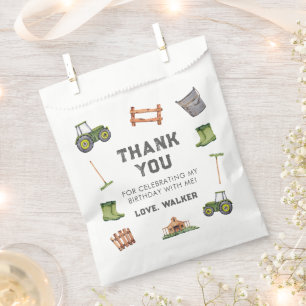 Rustic Tractor Farm Green Boy Birthday  Favour Bags