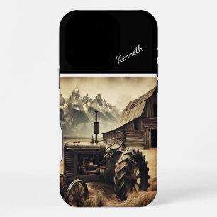 Rustic Tractor in Mountain Valley iPhone 16 Pro Max Case