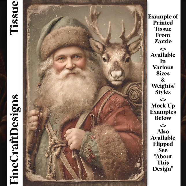 Rustic Traditional Santa, Reindeer DT9L Decoupage Tissue Paper (Creator Uploaded)