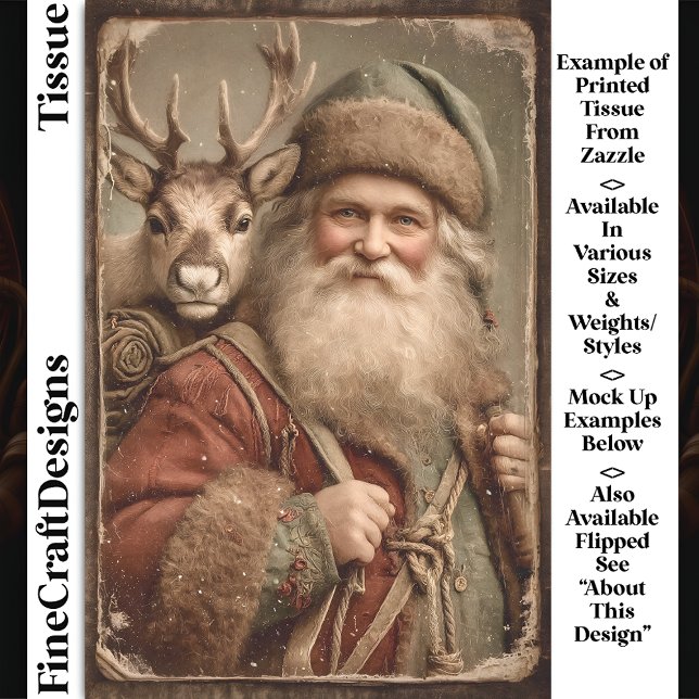 Rustic Traditional Santa, Reindeer DT9R Decoupage Tissue Paper (Creator Uploaded)