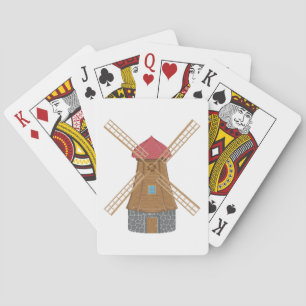 Rustic Traditional Wooden Windmill Playing Cards