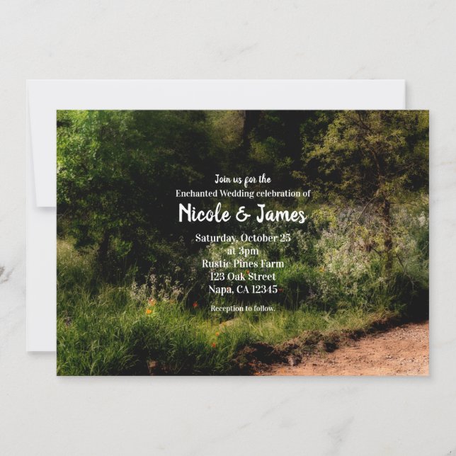 Rustic Trail Floral Enchanted Forest Wedding RSVP Invitation (Front)