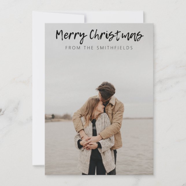 Rustic Travel  Lake Christmas Holiday Card (Front)
