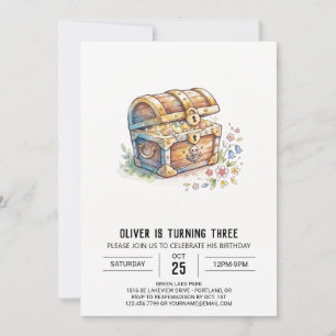 Rustic Treasure Chest Birthday Invitation