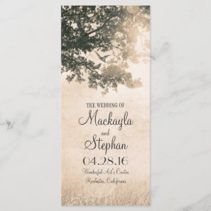 Rustic tree and love birds wedding programs programme