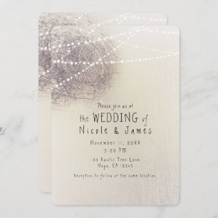 Rustic Tree Bark Country Barn Minimal Wedding Invitation