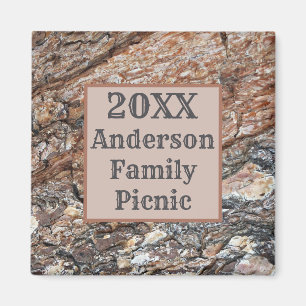 Rustic Tree Bark Family Picnic Annual Reunion Magnet