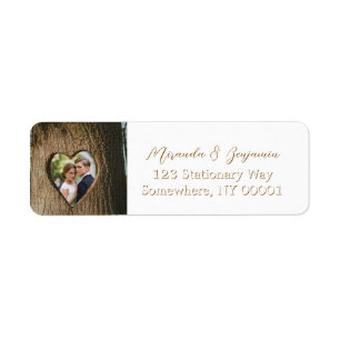 Rustic Tree Bark Heart Photo Wedding Address