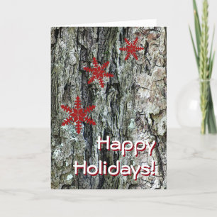 Rustic Tree Bark Holiday Greeting Card