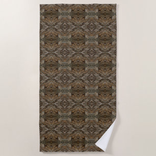 Rustic Tree Bark Photo Southwest Diamond Pattern Beach Towel