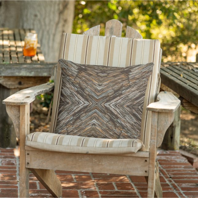 Rustic Tree Bark Photo Southwest Diamond Pattern Cushion (Chair)