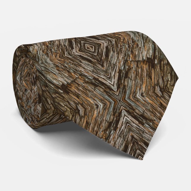 Rustic Tree Bark Photo Southwest Diamond Pattern Tie (Rolled)