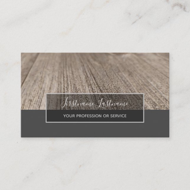 Rustic tree bark surface grey rectangle stripes bu business card (Front)