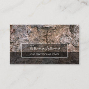 Rustic tree bark surface grey rectangle stripes business card