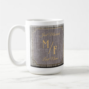Rustic Tree Bark wood textured with initials Coffee Mug