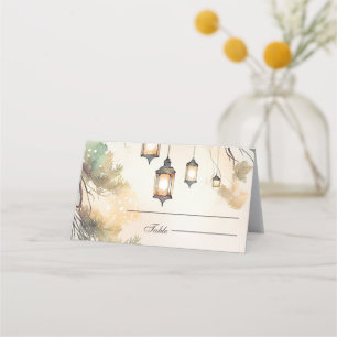 Rustic Tree Botanical Lantern Lights Wedding  Place Card