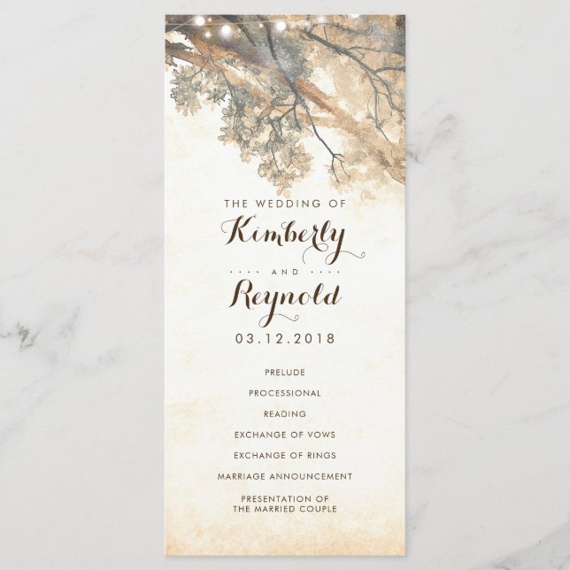 Rustic Tree Branches Outdoor Wedding Programs Programme (Front)