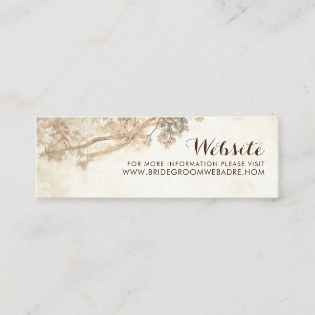 Rustic Tree Branches Vintage Wedding Mini Business Card (Front)