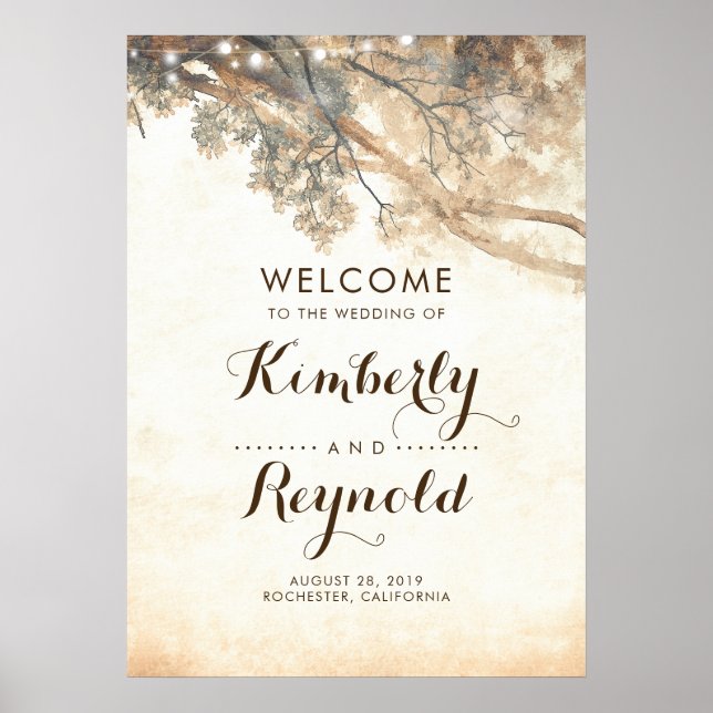 Rustic Tree Branches Wedding Welcome Sign (Front)