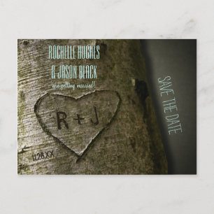 Rustic Tree Carve -- Save the Date Postcard