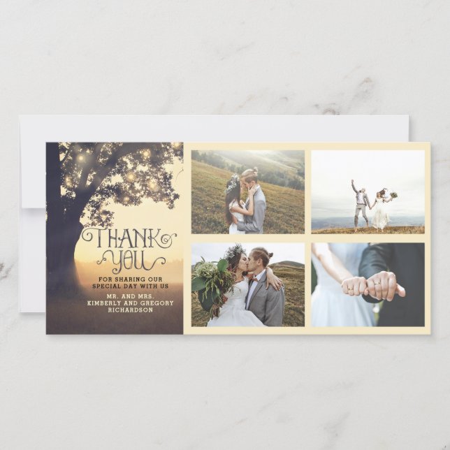Rustic Tree Dream Summer Wedding Thank You Card (Front)