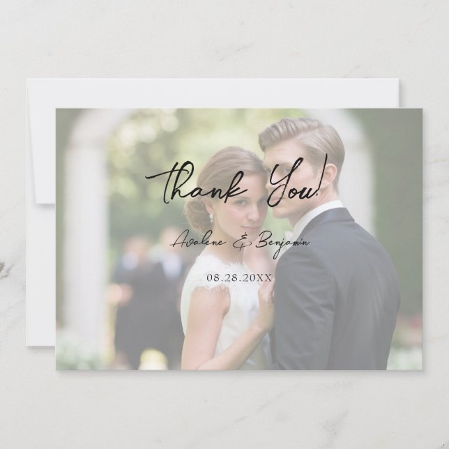 Rustic Tree Heart Photo Lights Thank You Cards (Front)