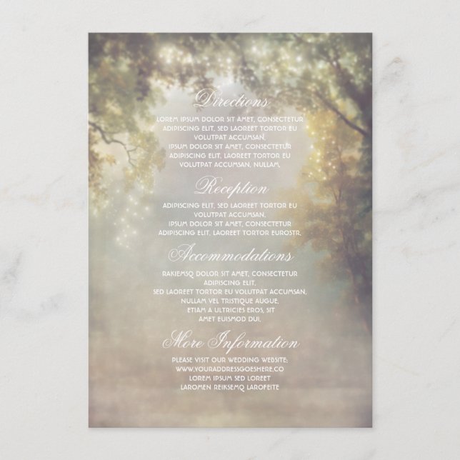 Rustic Tree Lights Bracnhes Wedding Information Enclosure Card (Front)