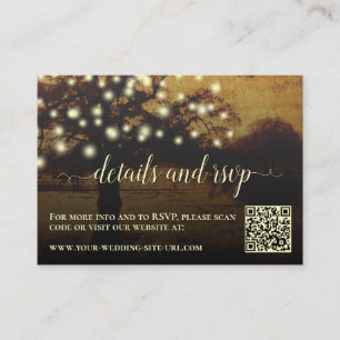 Rustic Tree Lights Wedding Details & RSVP QR Code Enclosure Card