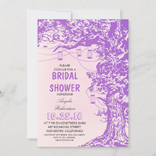 Rustic tree & mason jars bridal shower invitations