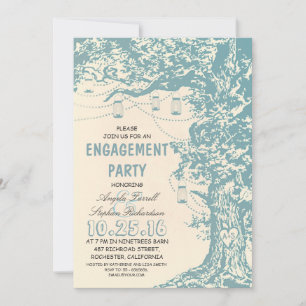 Rustic tree & mason jars engagement party invitation