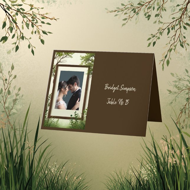 rustic tree photo frame single seating card (Creator Uploaded)