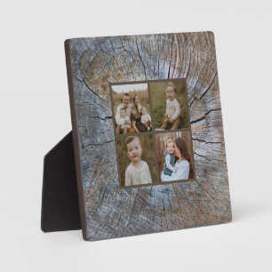 Rustic tree-ring distressed wood grain rustic tree plaque