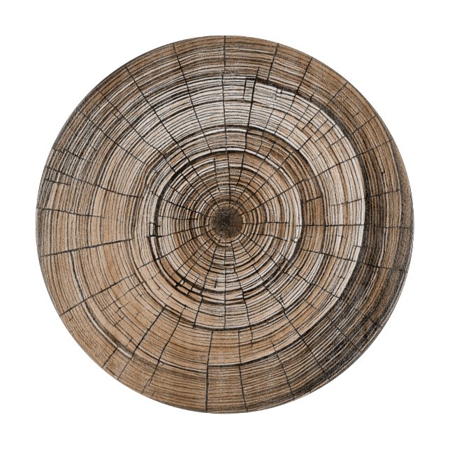 Rustic Tree Ring Round Cutting Board for Kitchen (Front)