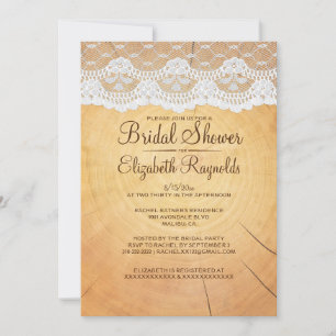 Rustic Tree Rings Bridal Shower Invitations
