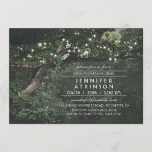 Rustic Tree String Lights Forest Bridal Shower Invitation