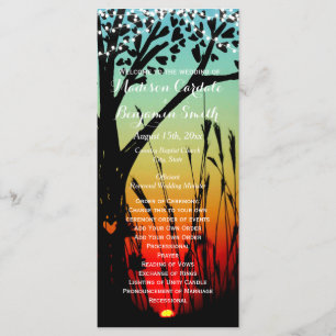 Rustic Tree Sunset Lights Wedding Program Template